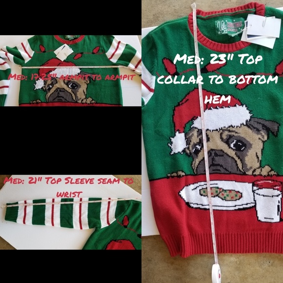 NWT Ugly Christmas Sweater Pug & Cookies - Picture 6 of 8